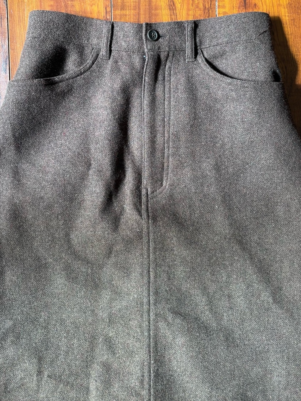 Brown Women's 100% Wool Midi Skirt